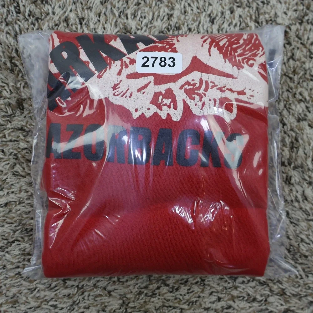 Vintage 80s Arkansas Razorbacks Sweatshirt Large Red Cotton Blend Raglan NCAA - Picture 14 of 14